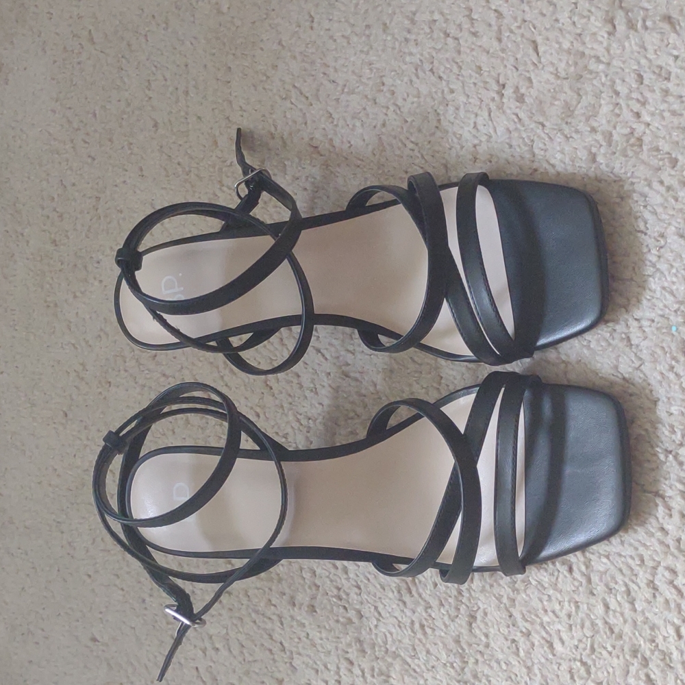 BP Size 9 Black Ankle Strap Stilettos
